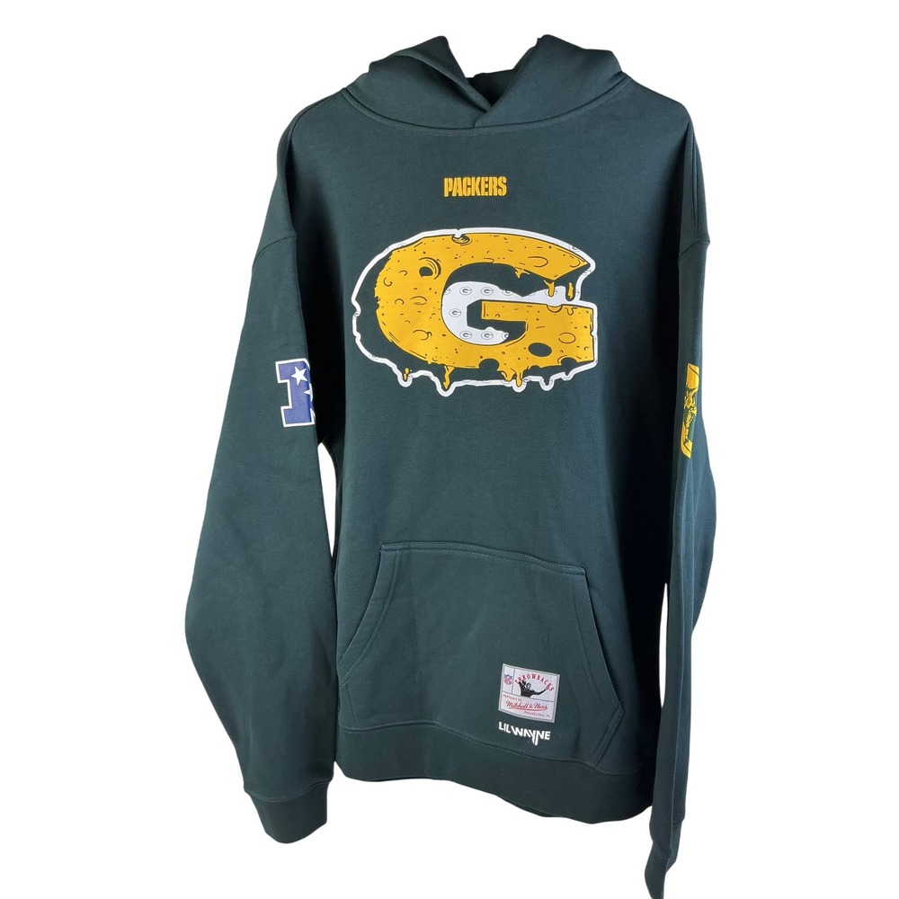 Mitchell & Ness Lil Wayne Packers Hoodie Green Bay NFL Throwback Mens XL - Picture 3 of 16